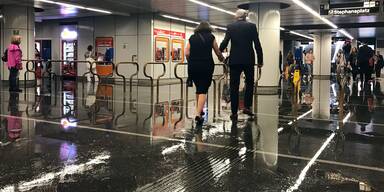 U-Bahn-Station Wien geflutet