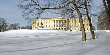 Oslo Palast Schnee