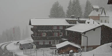 Schneefall in Kristberg am Montafon
